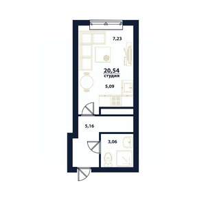 1-к квартира, вторичка, 21м2, 3/16 этаж