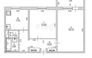 2-к квартира, вторичка, 54м2, 5/10 этаж