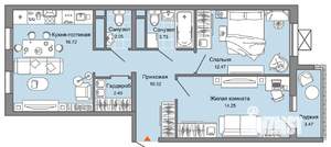 3-к квартира, вторичка, 64м2, 4/9 этаж