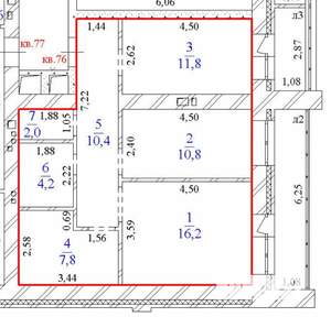 2-к квартира, вторичка, 72м2, 2/12 этаж