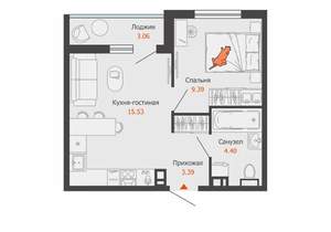 1-к квартира, вторичка, 34м2, 3/9 этаж