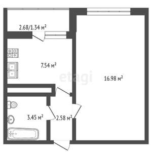 1-к квартира, вторичка, 21м2, 9/10 этаж