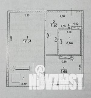 1-к квартира, вторичка, 27м2, 9/10 этаж