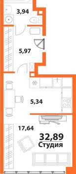 1-к квартира, вторичка, 33м2, 11/24 этаж