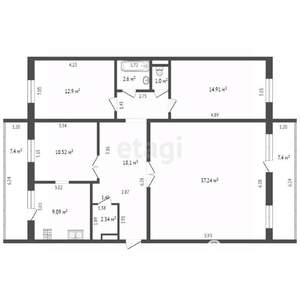 3-к квартира, вторичка, 116м2, 9/10 этаж