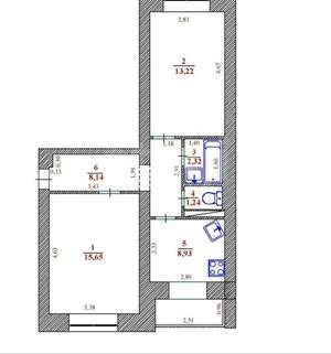 2-к квартира, вторичка, 50м2, 3/5 этаж