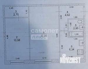 2-к квартира, вторичка, 45м2, 1/5 этаж