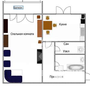 1-к квартира, вторичка, 29м2, 5/5 этаж