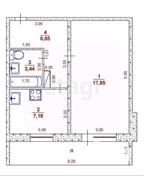 1-к квартира, вторичка, 39м2, 9/10 этаж