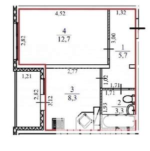1-к квартира, сданный дом, 30м2, 9/9 этаж