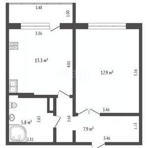 1-к квартира, вторичка, 45м2, 1/9 этаж