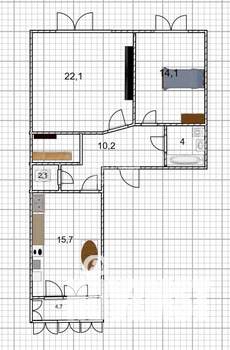 2-к квартира, вторичка, 71м2, 2/12 этаж