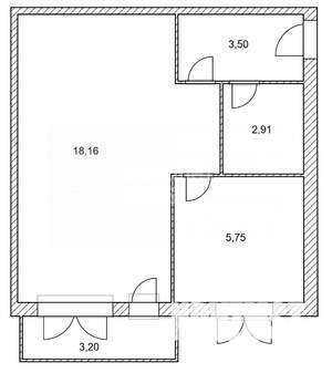 1-к квартира, вторичка, 31м2, 4/5 этаж
