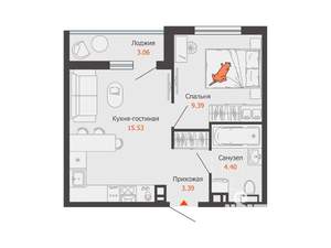 1-к квартира, вторичка, 34м2, 3/8 этаж