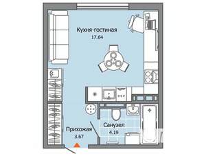 Студия квартира, строящийся дом, 26м2, 3/9 этаж