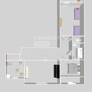 3-к квартира, вторичка, 66м2, 8/9 этаж