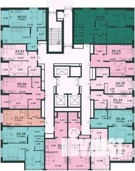 3-к квартира, строящийся дом, 64м2, 22/24 этаж