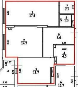 2-к квартира, вторичка, 61м2, 5/21 этаж