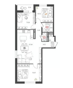 3-к квартира, вторичка, 77м2, 3/16 этаж