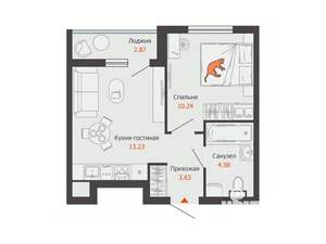 1-к квартира, вторичка, 33м2, 2/8 этаж