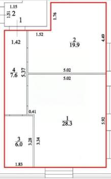 2-к квартира, вторичка, 62м2, 1/3 этаж