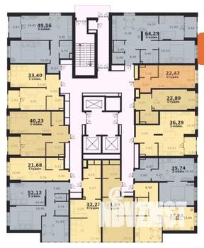 3-к квартира, строящийся дом, 64м2, 15/16 этаж