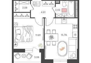 2-к квартира, вторичка, 38м2, 7/16 этаж