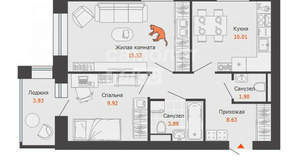 2-к квартира, вторичка, 61м2, 5/11 этаж