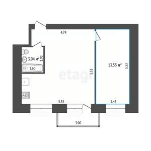 1-к квартира, вторичка, 42м2, 3/5 этаж