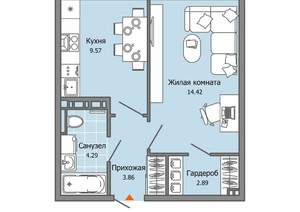 1-к квартира, вторичка, 35м2, 1/9 этаж