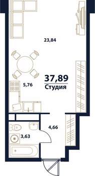 1-к квартира, вторичка, 38м2, 14/16 этаж