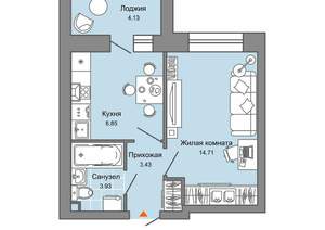 1-к квартира, строящийся дом, 33м2, 5/9 этаж