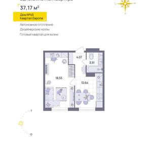 1-к квартира, вторичка, 37м2, 7/13 этаж