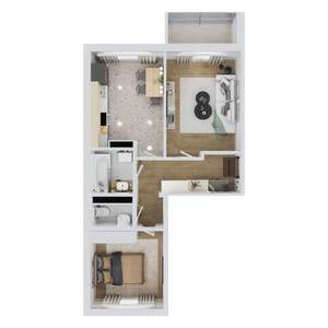2-к квартира, строящийся дом, 52м2, 9/12 этаж