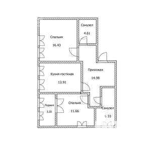 2-к квартира, вторичка, 67м2, 6/20 этаж