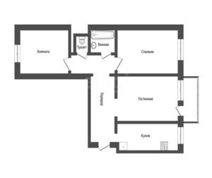 3-к квартира, вторичка, 65м2, 1/10 этаж