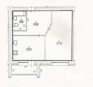 1-к квартира, вторичка, 50м2, 3/5 этаж