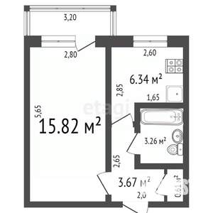 1-к квартира, вторичка, 31м2, 5/5 этаж