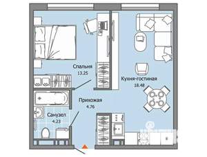 1-к квартира, вторичка, 41м2, 7/7 этаж