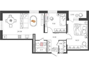 3-к квартира, вторичка, 62м2, 9/12 этаж