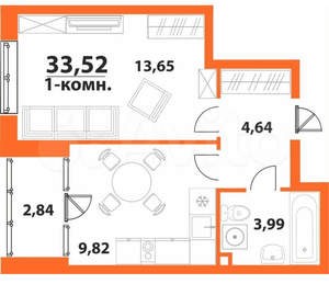 1-к квартира, вторичка, 34м2, 20/24 этаж