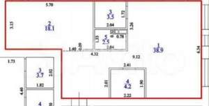 1-к квартира, вторичка, 67м2, 8/9 этаж