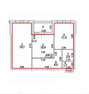 2-к квартира, вторичка, 55м2, 4/19 этаж
