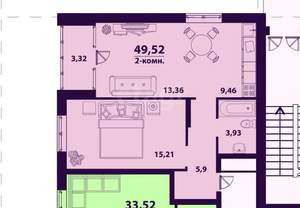 2-к квартира, вторичка, 48м2, 3/24 этаж