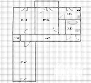 3-к квартира, вторичка, 55м2, 3/3 этаж