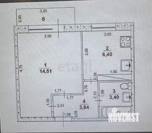 1-к квартира, вторичка, 28м2, 3/5 этаж
