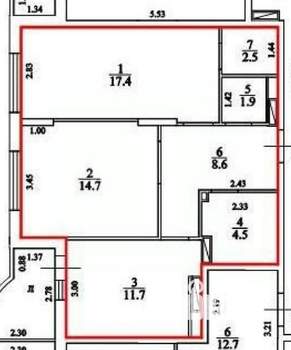 2-к квартира, вторичка, 61м2, 5/21 этаж