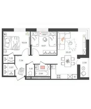 3-к квартира, вторичка, 55м2, 13/16 этаж