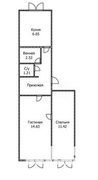 2-к квартира, вторичка, 44м2, 2/2 этаж