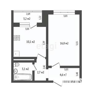 1-к квартира, вторичка, 37м2, 5/18 этаж